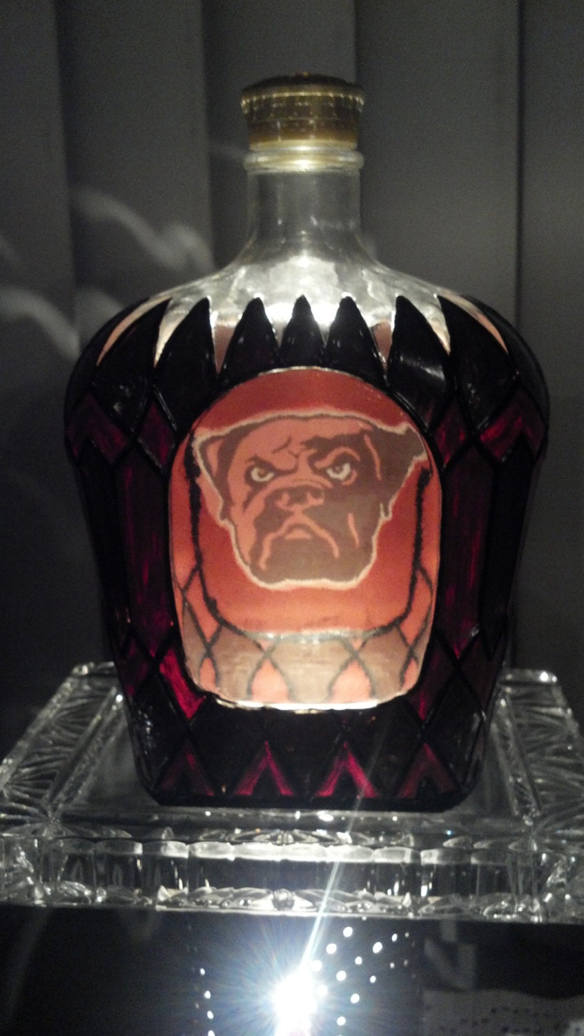 Cleveland Browns Football Crown Royal Hand Painted glass