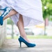 Teal Wedding Shoes, Teal Blue Bridal Heels, Something Blue, Teal Heels, Blue Heels, Blue pumps, Bridal Shoes with Ivory Lace. US Size 8