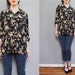 RESERVED for janeflurry vintage black floral SILK blouse // 90s goth japanese roses