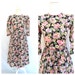 Vintage Black and Floral Dress / Size 4 / Small / Puffed Sleeves / Pink Lining / 80s