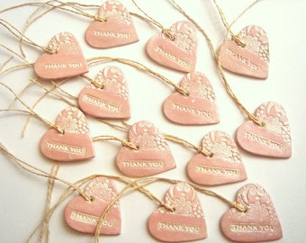 Wedding Favor, Thank you Tags,Wedding Favor Tags,Pearly Gift Tags,Heart Tag,Ceramic Favor Tag