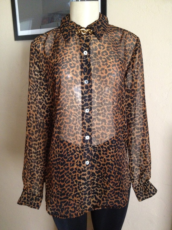 leopard sheer blouse