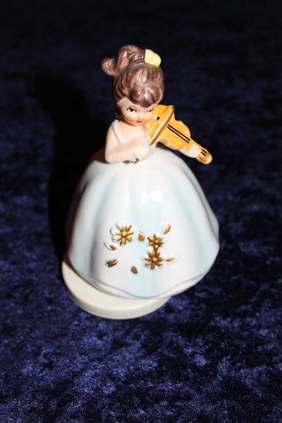 Vintage Musical Figurine Girl Playing the Violin. Song