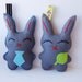 Two cute gray bunnies felt stuffed plush dolls toys charms key chains Christmas gift