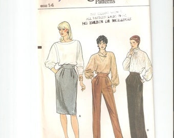 Vintage UNCUT Vogue Sewing Pattern 8743 for Skirt and Pants, Sz 14, 1980s