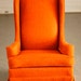 Vintage High Back Slim Line Orange Wing Chair