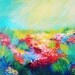 SALE - ETHEREAL DAYS Abstract Acrylic Painting, Free Shipping, Floral Landscape 11 x 14 Rainbow Wildflowers Field Summer Gift Artwork