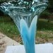 Hand Blown Glass Vase, aqua blue, white, and green, 17" Tall