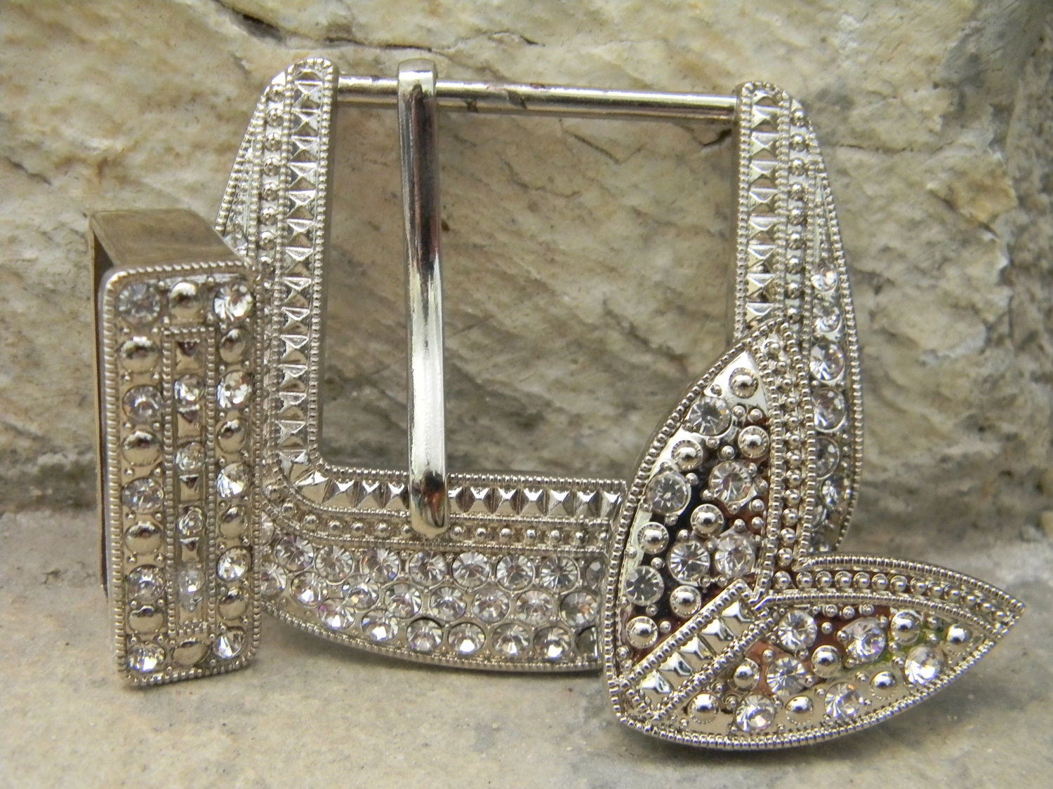 Rhinestone Belt Buckle Art Deco Hardware Kit Belt Loop Tip