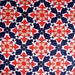 Vintage 60s Red White and Blue Rayon Acetate Fabric Super Mod Shiny Cool Circle Daisy Flower Print Dress Maker CBF