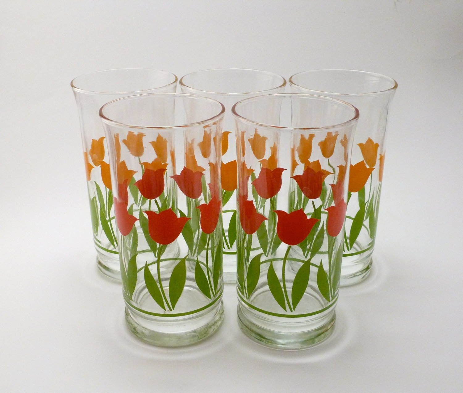 Vintage Libbey Tulip Glasses Set of 5 Glass by fleavintage