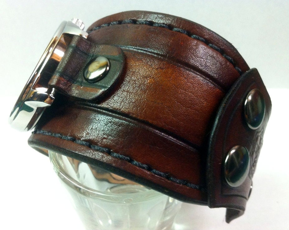 Wide Leather Watch Band By KGB Leather