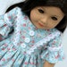 RESERVED : Historical 1850's Dress, Floral Blue Rose with Cotton Cluny Lace, Tiered Skirt, Ruffled Sleeve for American Girl 18" Dolls