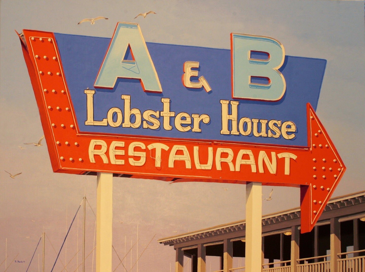 A&B Lobster House Key West Florida 48 x 36 Original by robertparis
