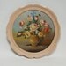 Vintage Mid Century Oil Painting of Roses and Flowers Unique circular frame Signed Shabby Cottage Chic Nursery Decor