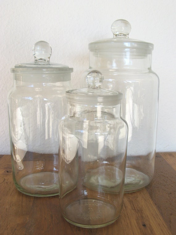 Vintage Glass Apothecary JarsBritish MadeSet of 3