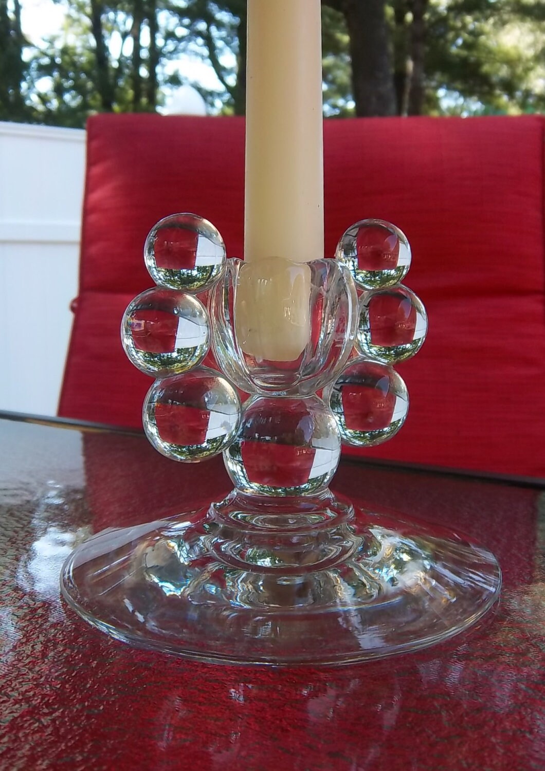 Glass Ball Candle Holder Atomic Futuristic Space by DayJahView