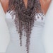 Mink Color Lace Scarf- Shawl Headband - Cowl with Lace Edge