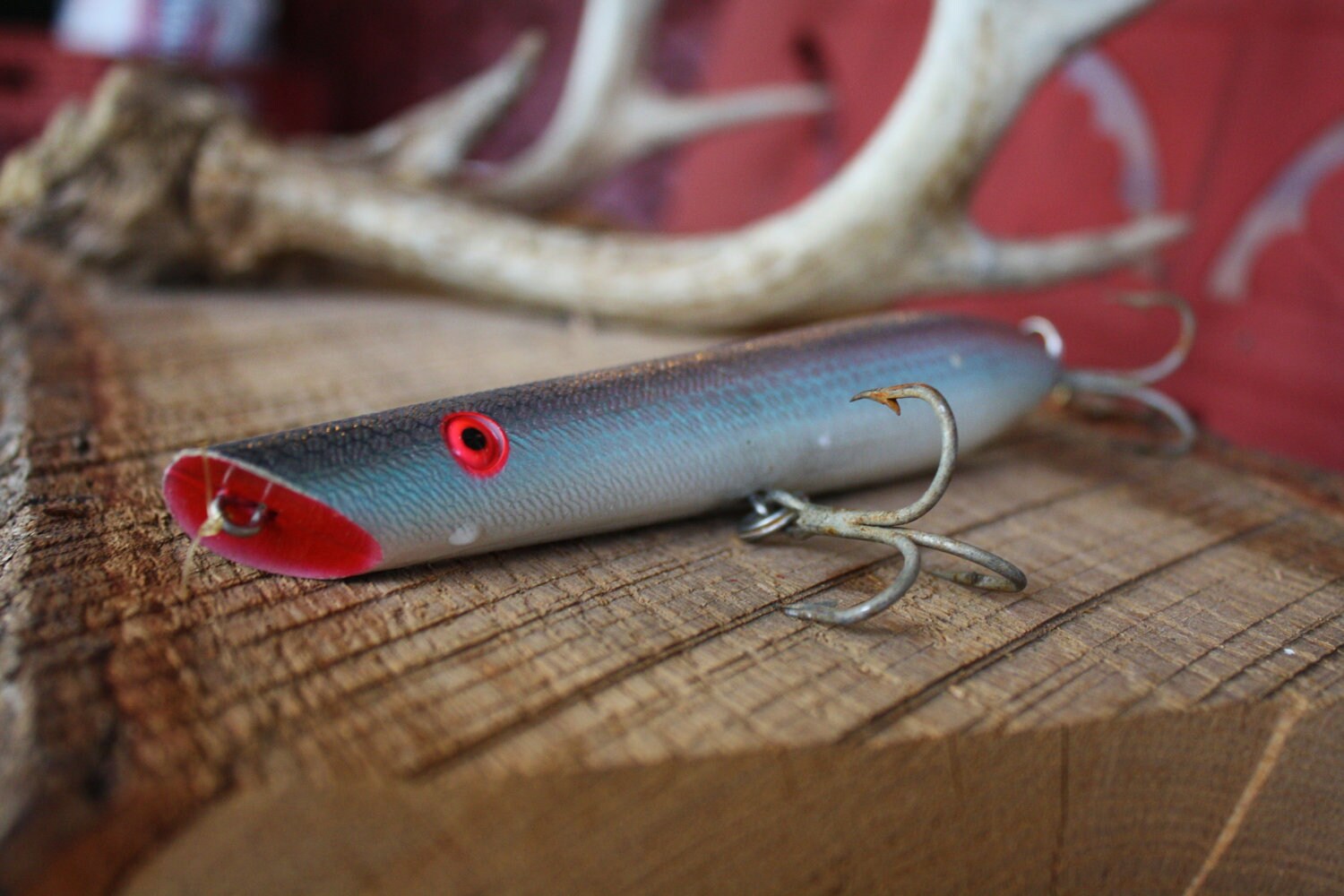 Vintage Pencil Popper Wood Fishing Lure by Cordell With Silver