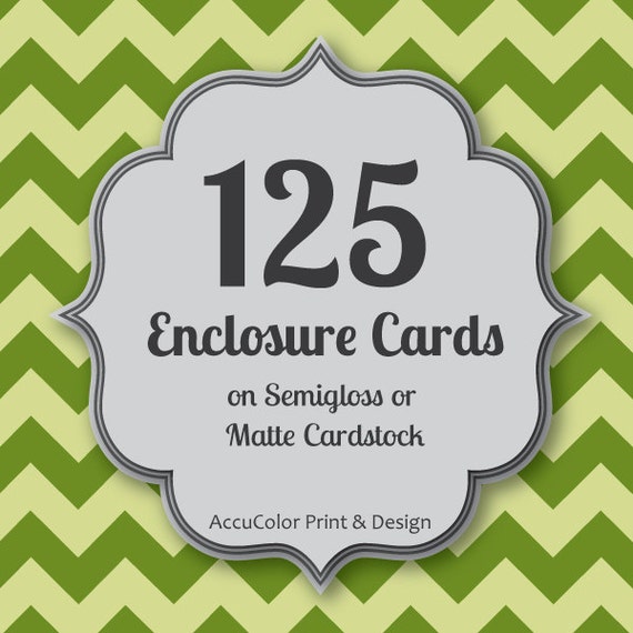 Enclosure Card PRINTING 125 Custom 3x3 to 4x5 by AccuColorWeddings