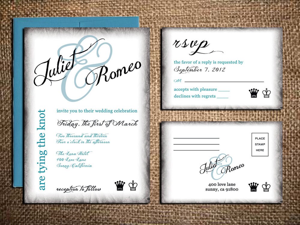 king and queen wedding invitation rsvp card chess wedding