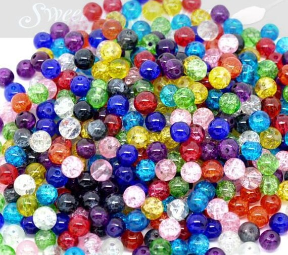 Items similar to 200 6mm Assorted Glass Crackle Beads on Etsy