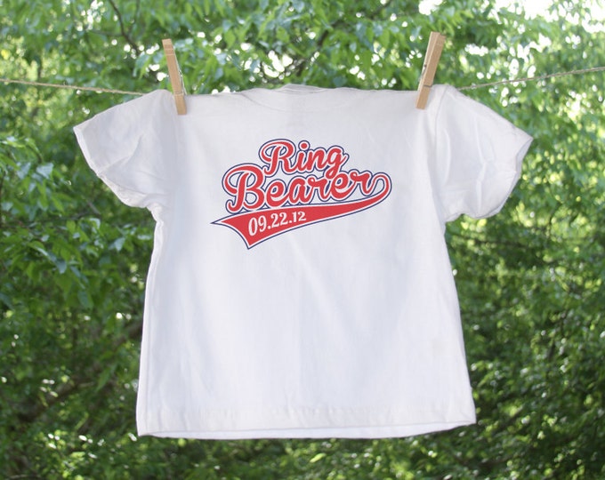 Ringbearer Baseball Font Personalized with Date - 2 sided (name on back)