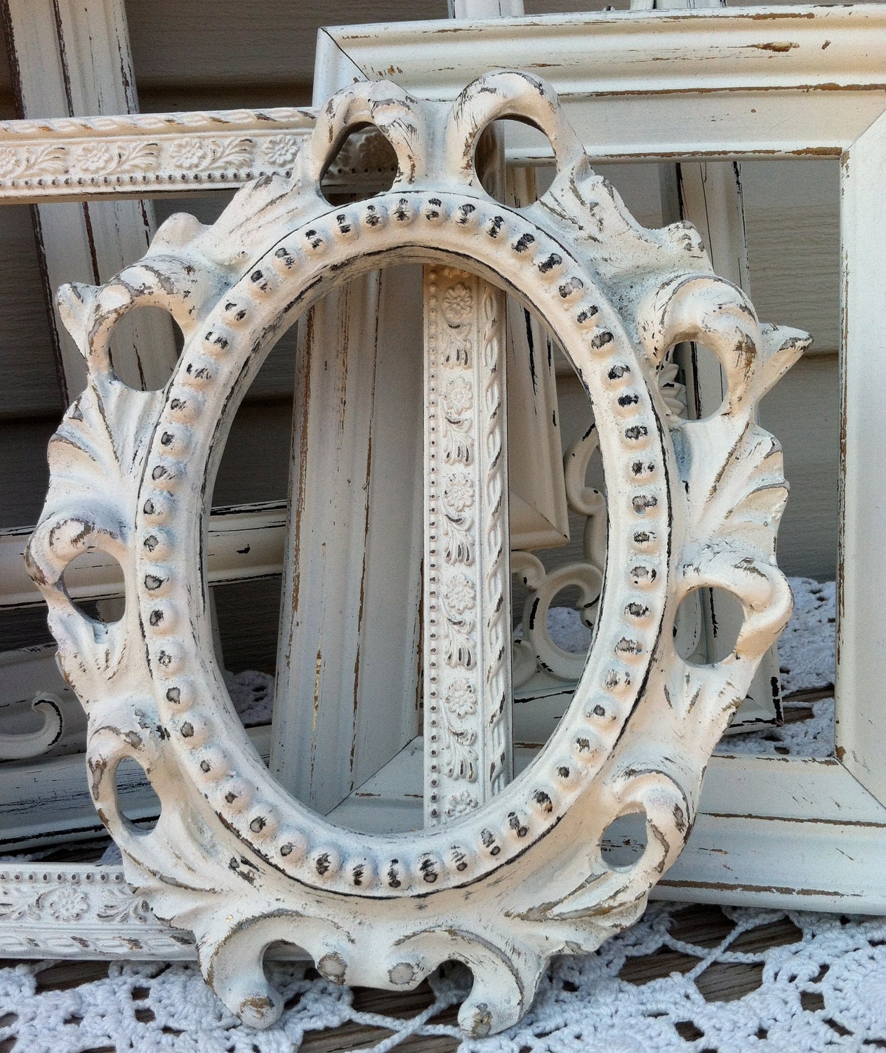 White Victorian Open Frame Collection / Shabby Chic Wall