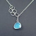 Opal Blue Lariat Necklace, Blue Necklace Glass Teardrop