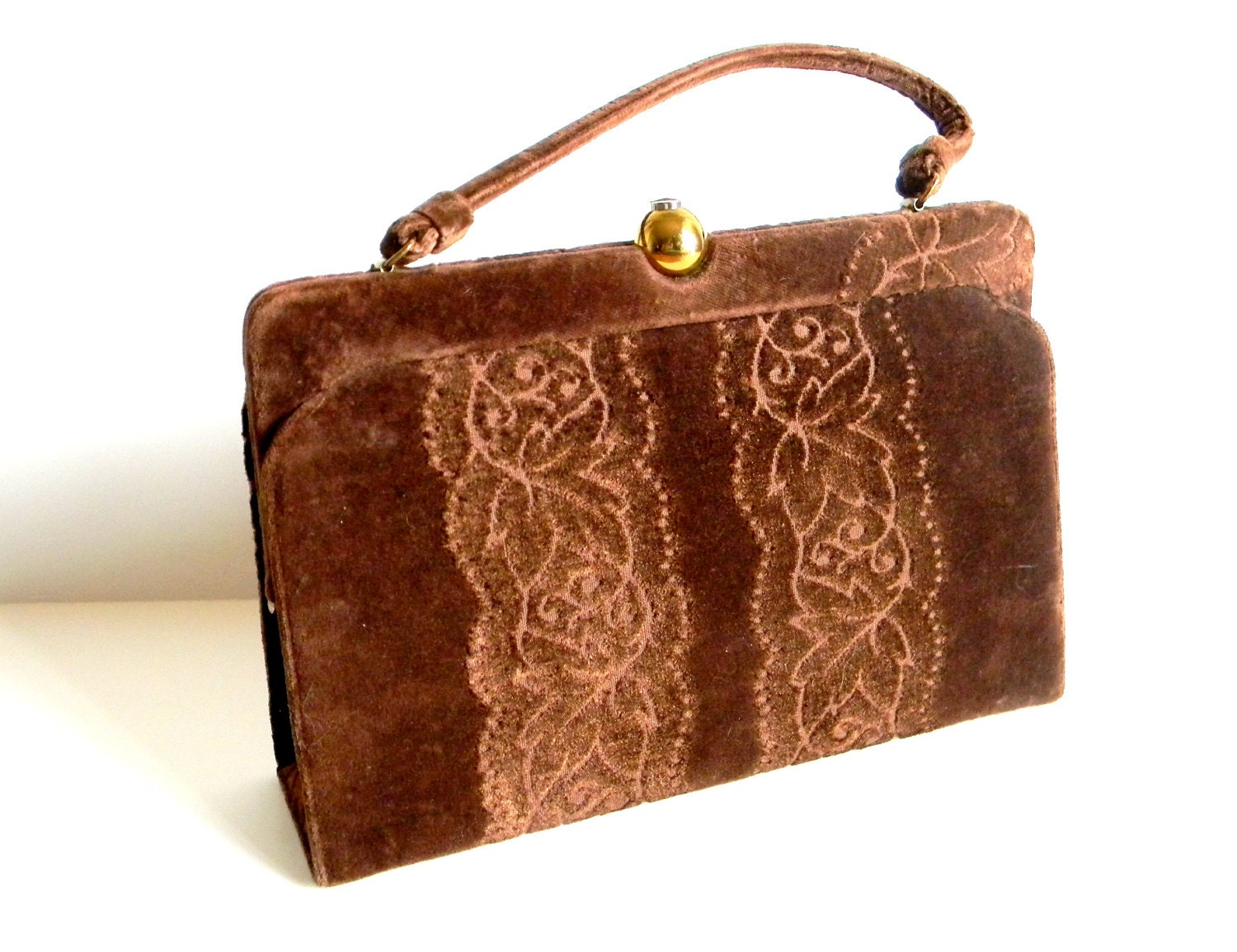 Vintage Velvet Purse. Lewis Crown Purse. 40s Doctor Bag.