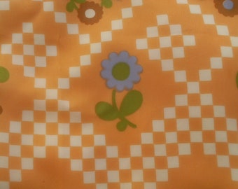 Vintage Apricot Checkers and Posies Scarf ECS