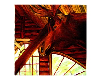 Moosehead. Small 6x6 oil painting.