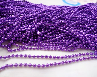 10 pcs 27 inch 2.4 mm Purple ball necklace chain with matching connector