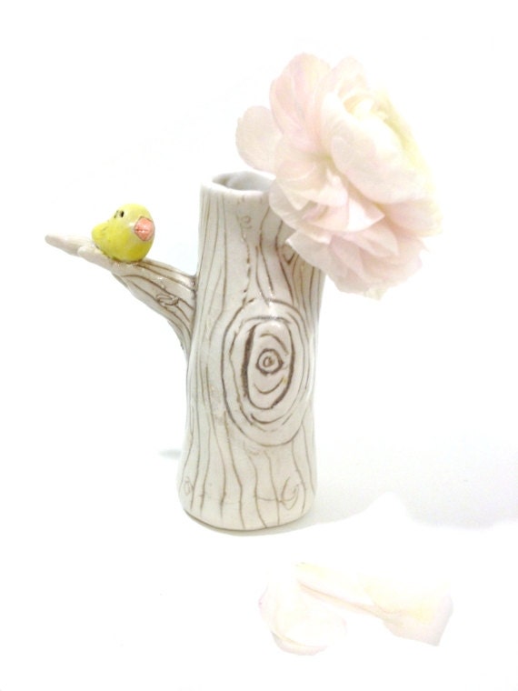 Tree Vase Ceramic Porcelain Pottery with Bird  MADE TO ORDER