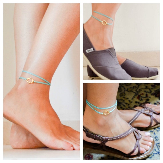 Hamsa anklet ankle bracelet wrap anklet wrapped by ShaniAndAdi