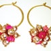 Hot pink chalcedony earrings, bright colorful gemstone earrings, pearls, gold jewellery OOAK
