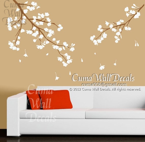 cherry blossom wall decals vinyl floral wall sticker by cuma