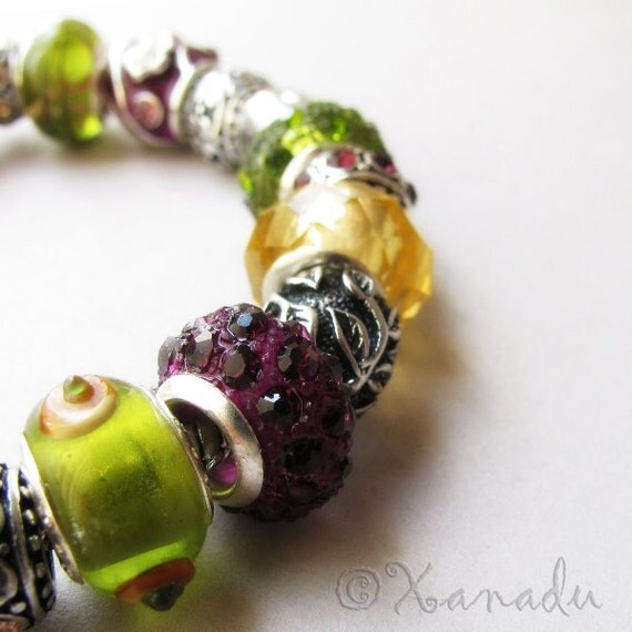 Autumn Treasures Deluxe European Charm Bracelet Olive Green