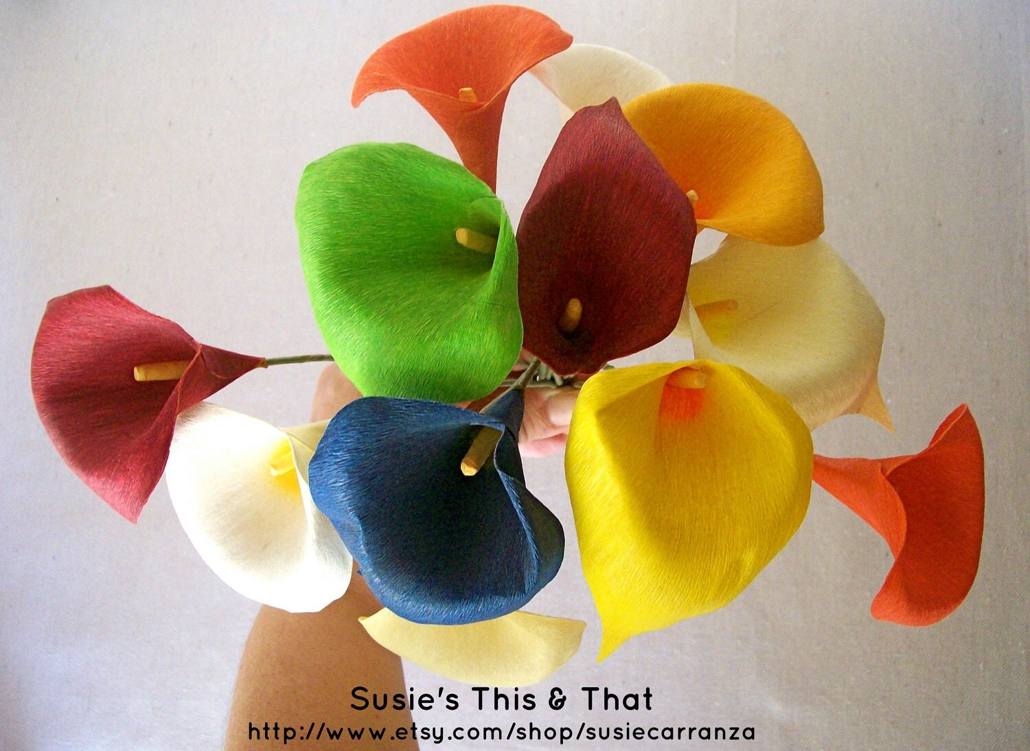 Calla Lilies made from corn husks. Set of 12. Variety of