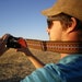 Chevron Ethnic Brown Camera Strap with red leather