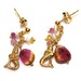 Watermelon Tourmaline Slice Mermaid Charm Gold Earrings Pearl Gold Vermeil Chain Dangle Drop Cluster Earrings Handcrafted Gemstone Jewelry