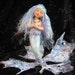 ooak Fairy art doll sculpture little blue Mermaid fae faeries art Nouveau ocean sea fish girl