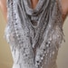 Lace Shawl - Gray Lace Scarf - Gray Laced and Soft Scarf with Gray Trim Edge - Triangular