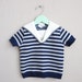1950s Sailor Sweater Toddler / Navy Blue and White Knit Top / Sailor Collar Vintage Shirt