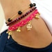 Sugar skull bracelet, set of 3, pink friendship bracelet black jewelry ghost braided bracelet best friend birthday present
