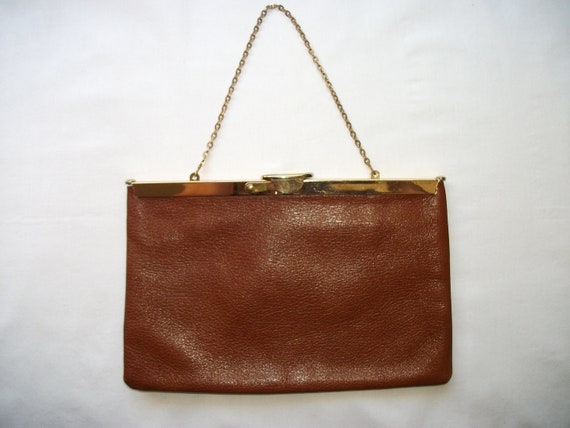 Little Brown Leather Clutch / Purse Etra