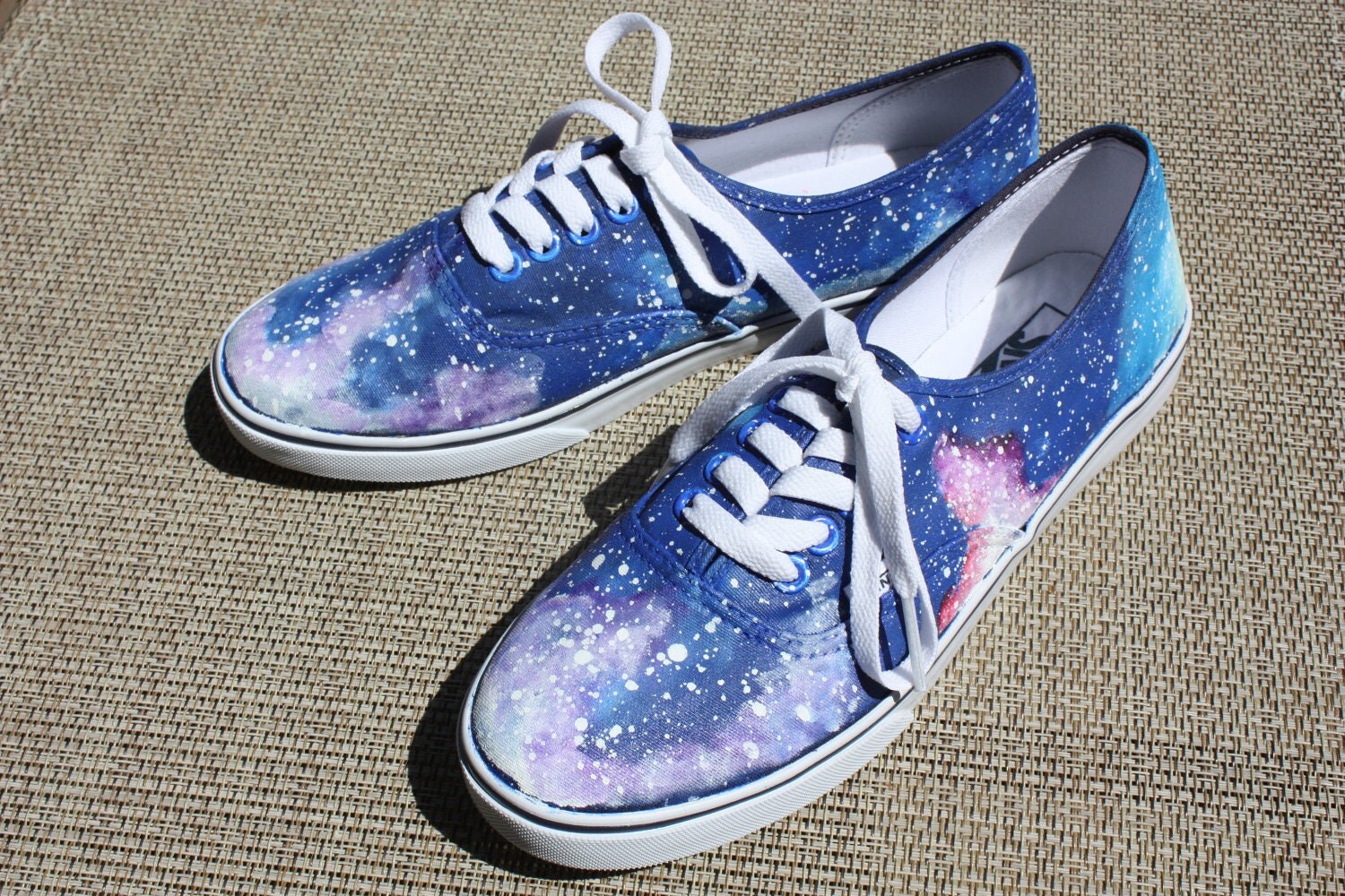 Galaxy Vans Sneakers Blue Custom Hand Painted