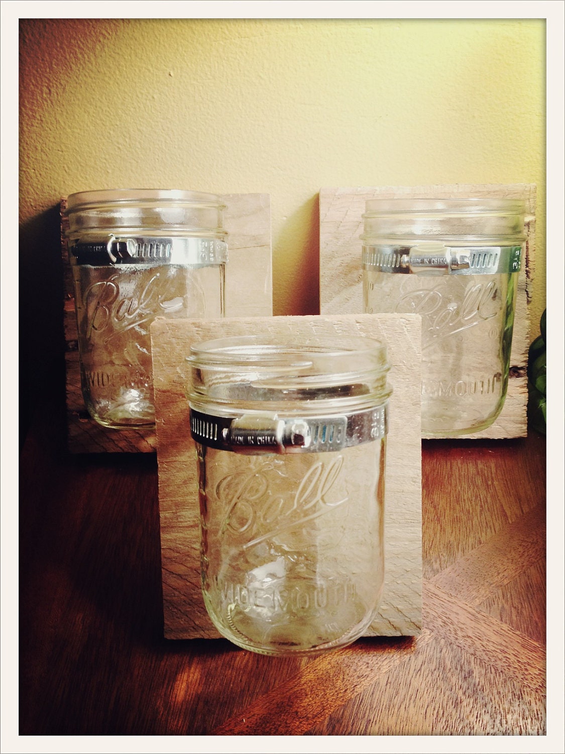 Trio of Mason Jar Wall Hangers by OliveJuiceGoods on Etsy