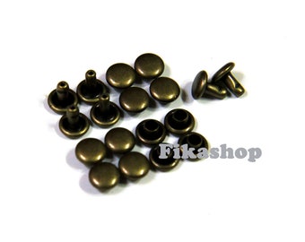 Clearance SALE: 5mm 200 sets Brass round double cap Rivet rapid studs / HIGH Quality - Fikashop