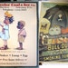 RESERVE Set of 2 Black Folk Art Advertising Tin Sign Wall Hangings